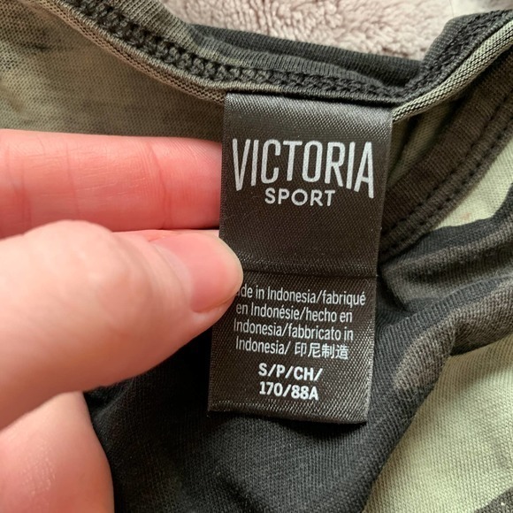 Victoria's Secret Sport Camo Strappy Ladder Back Workout Tank Top Green - S - Picture 3 of 6